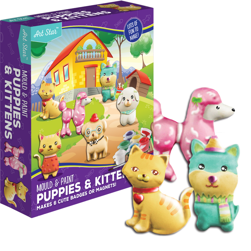 Gray Art Star Mould and Paint Puppies & Kittens Kids Craft Kits