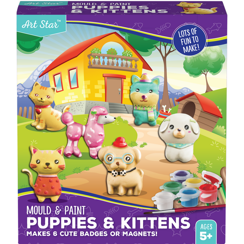 Dark Khaki Art Star Mould and Paint Puppies & Kittens Kids Craft Kits