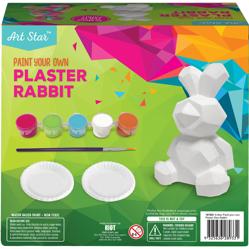 Yellow Green Art Star Paint Your Own Plaster Geo Rabbit Kids Craft Kits