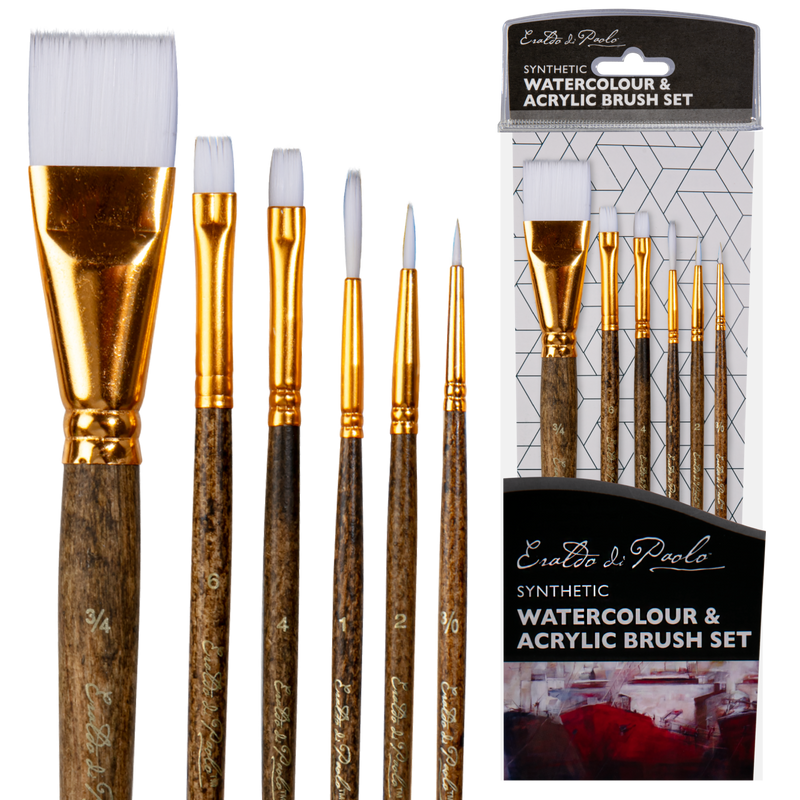 Dark Slate Gray Eraldo di Paolo Watercolour & Acrylic brush set 6p Paint Brushes