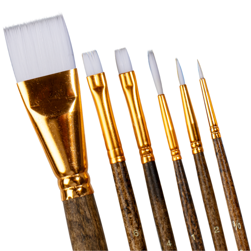 Saddle Brown Eraldo di Paolo Watercolour & Acrylic brush set 6p Paint Brushes