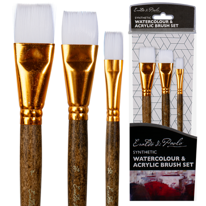 Light Gray Eraldo di Paolo Watercolour & Acrylic brush set 3p 189392 Taklon and Synthetic Brushes
