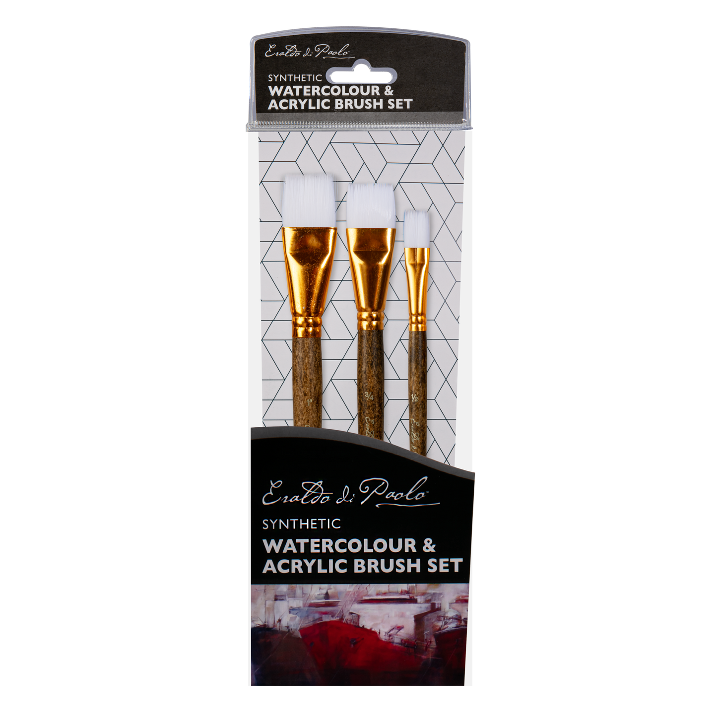 Light Gray Eraldo di Paolo Watercolour & Acrylic brush set 3p 189392 Taklon and Synthetic Brushes