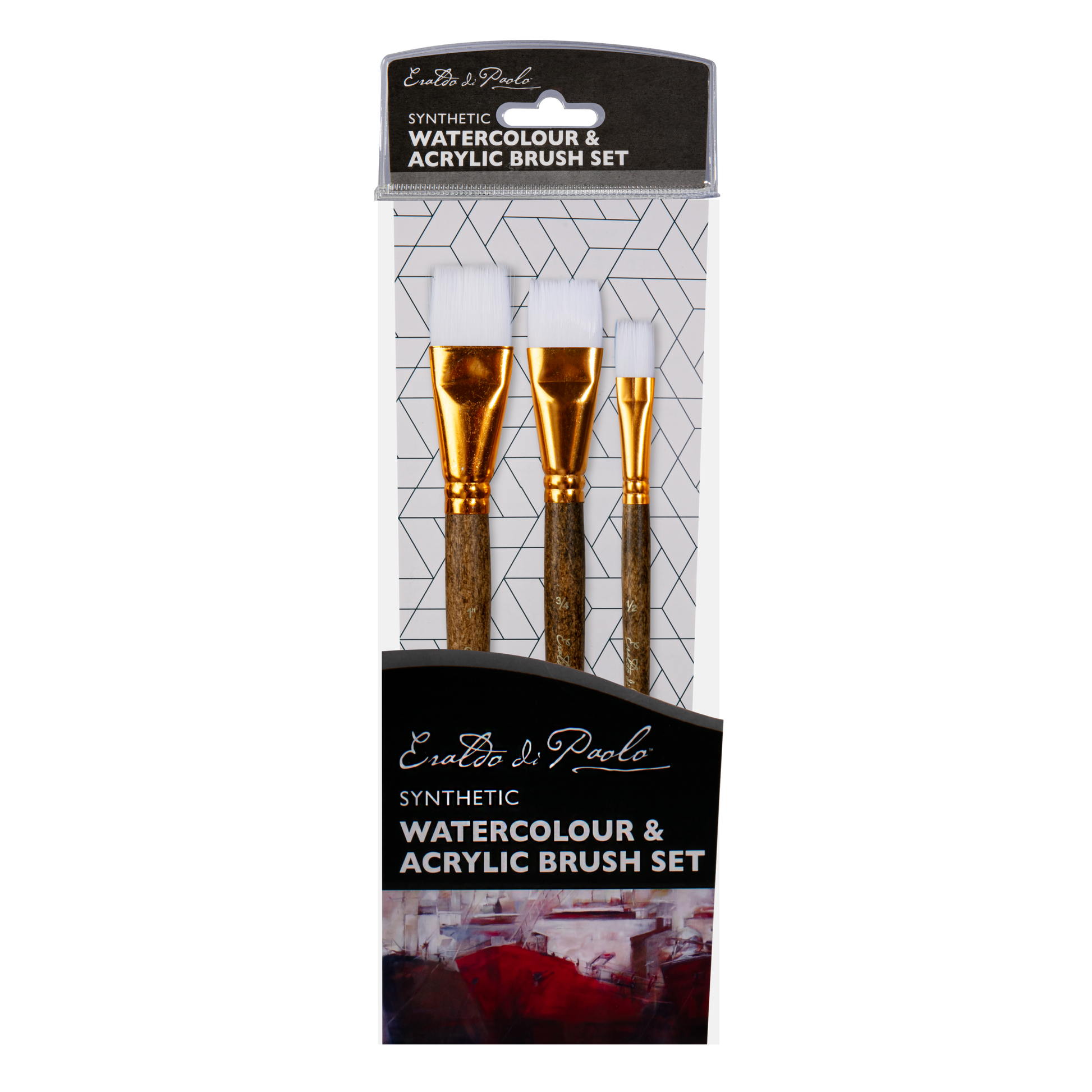 Light Gray Eraldo di Paolo Watercolour & Acrylic brush set 3p 189392 Taklon and Synthetic Brushes