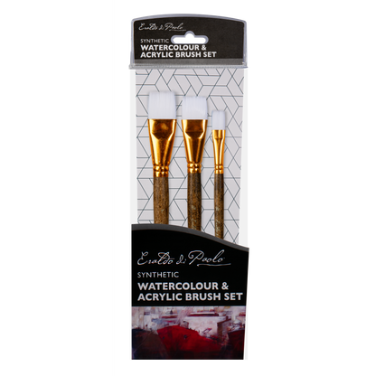 Light Gray Eraldo di Paolo Watercolour & Acrylic brush set 3p 189392 Taklon and Synthetic Brushes