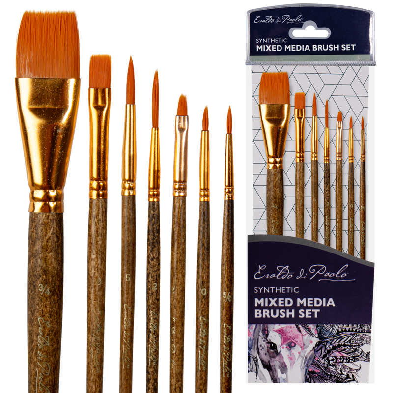 Saddle Brown Eraldo di Paolo Mixed Media Brush set 7pc Paint Brushes