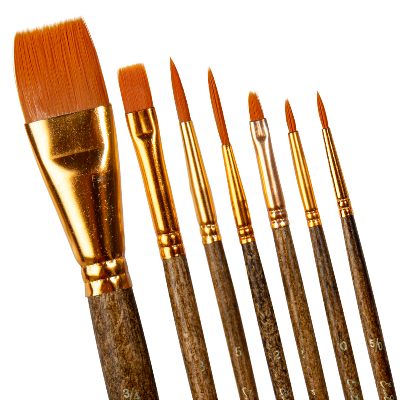 Saddle Brown Eraldo di Paolo Mixed Media Brush set 7pc Taklon and Synthetic Brushes