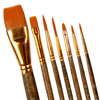 Saddle Brown Eraldo di Paolo Mixed Media Brush set 7pc Taklon and Synthetic Brushes
