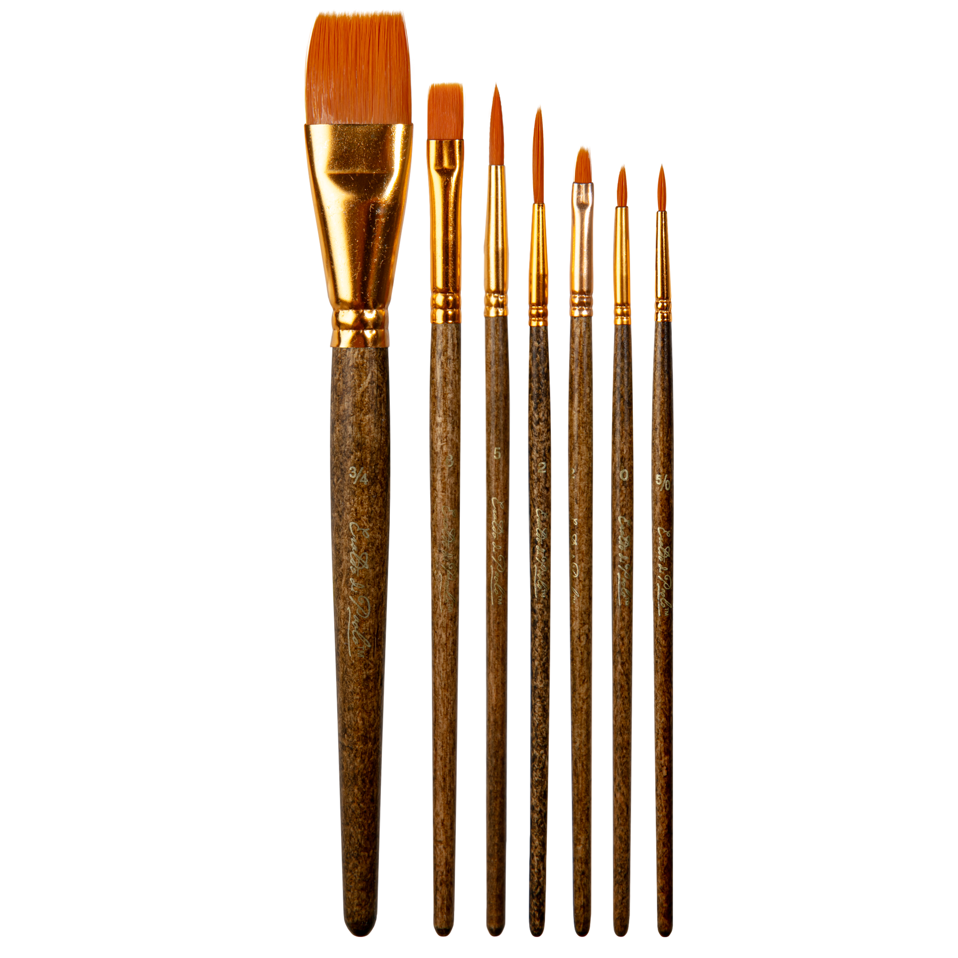 Saddle Brown Eraldo di Paolo Mixed Media Brush set 7pc Taklon and Synthetic Brushes