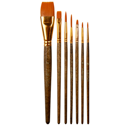 Saddle Brown Eraldo di Paolo Mixed Media Brush set 7pc Taklon and Synthetic Brushes