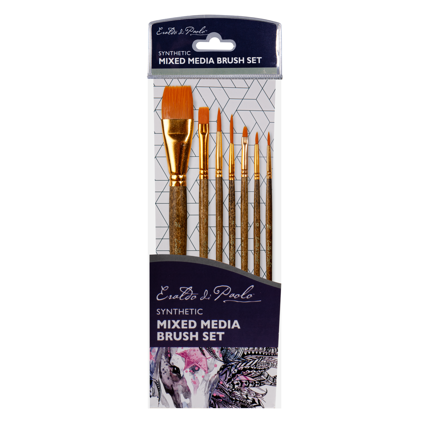 Gray Eraldo di Paolo Mixed Media Brush set 7pc Taklon and Synthetic Brushes