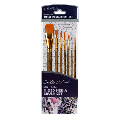 Gray Eraldo di Paolo Mixed Media Brush set 7pc Taklon and Synthetic Brushes