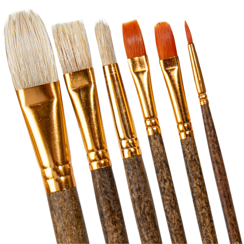 Saddle Brown Eraldo di Paolo Acrylic & Oil brush set  6pc Paint Brushes