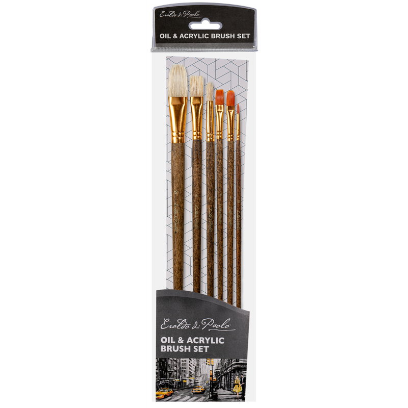Dark Slate Gray Eraldo di Paolo Acrylic & Oil brush set  6pc Paint Brushes