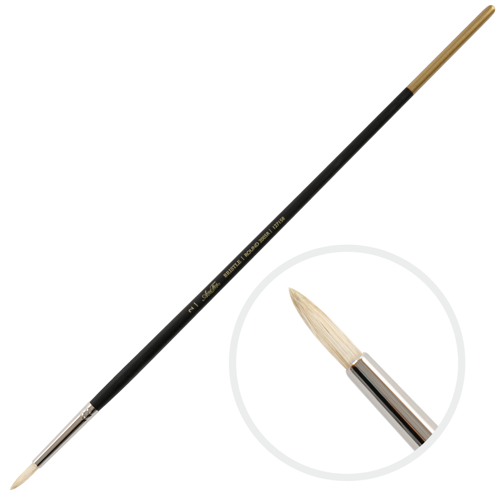 Dark Slate Gray Artist First Choice Brush Interlock Hog Hair Round Size 2 Natural Hair Brushes