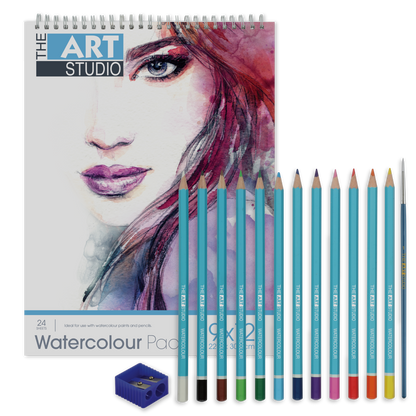 Gray The Art Studio Beginners Series Watercolour Pencil & Brush Set Pencils