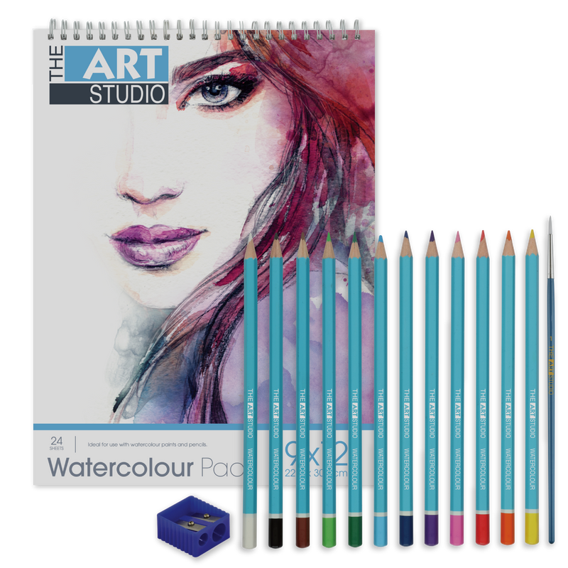 Gray The Art Studio Beginners Series Watercolour Pencil & Brush Set Pencils