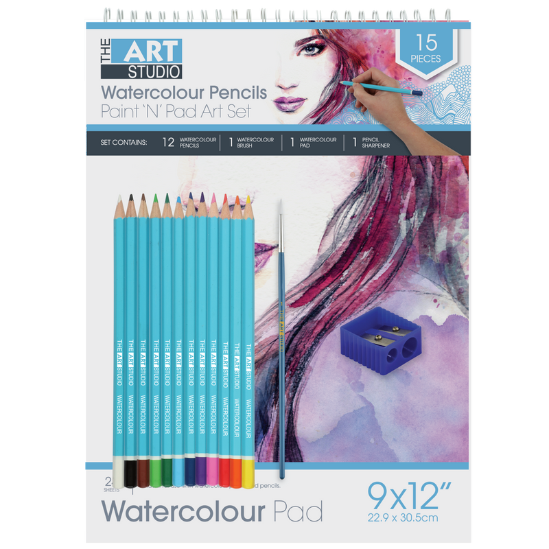 Light Gray The Art Studio Beginners Series Watercolour Pencil & Brush Set Pencils