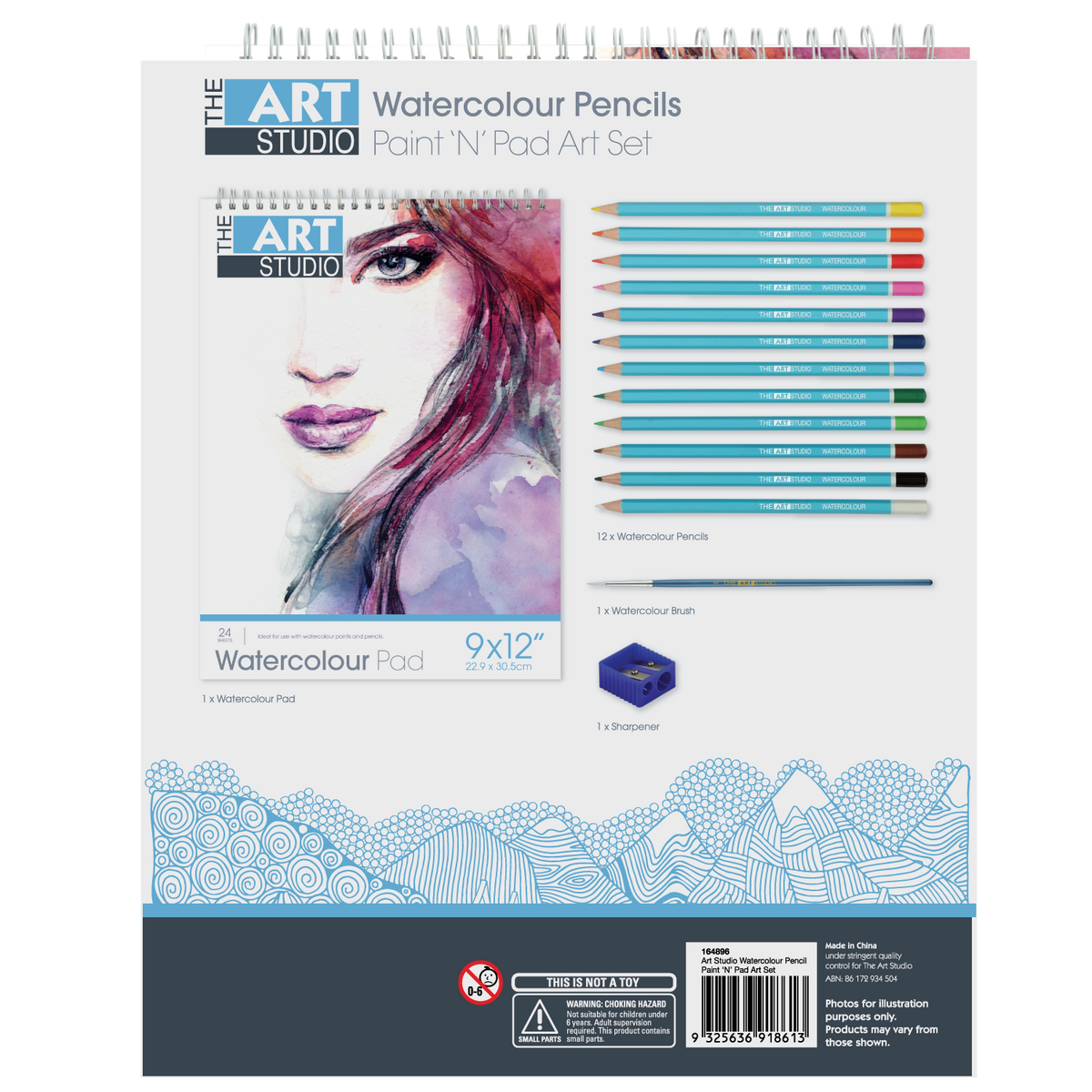 Dim Gray The Art Studio Beginners Series Watercolour Pencil & Brush Set Pencils