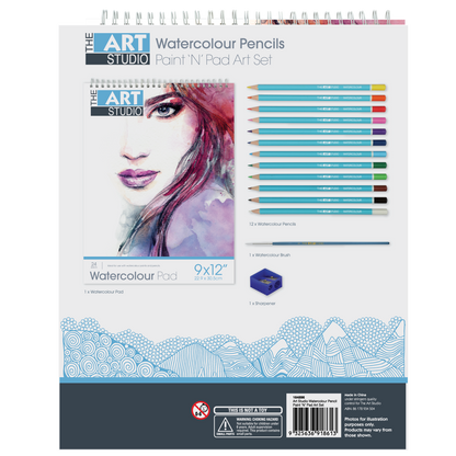 Dim Gray The Art Studio Beginners Series Watercolour Pencil & Brush Set Pencils