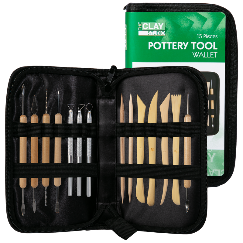 Tan The Clay Studio Wallet Of Pottery Tools 15 Pieces Modelling and Casting Tools and Accessories