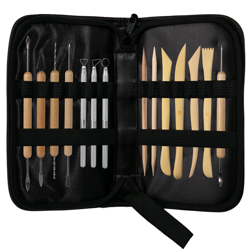 Black The Clay Studio Wallet Of Pottery Tools 15 Pieces Modelling and Casting Tools and Accessories