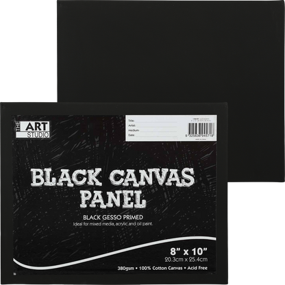 Black The Art Studio Canvas Panel Black 8 x 10 inches 20.32 x 25.4cm Canvas Panels
