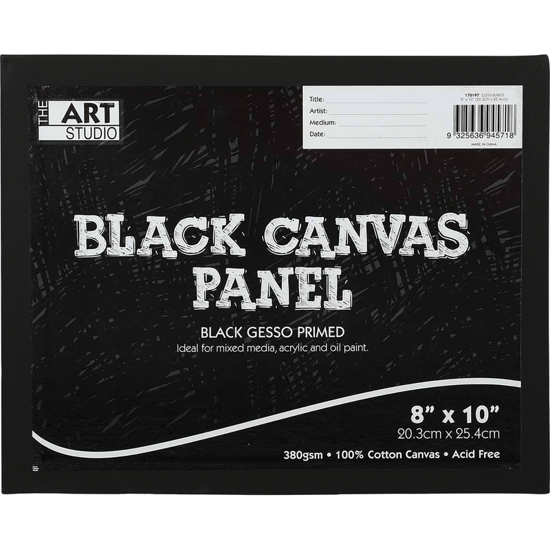 Black The Art Studio Canvas Panel Black 8 x 10 inches 20.32 x 25.4cm Canvas and Painting Surfaces