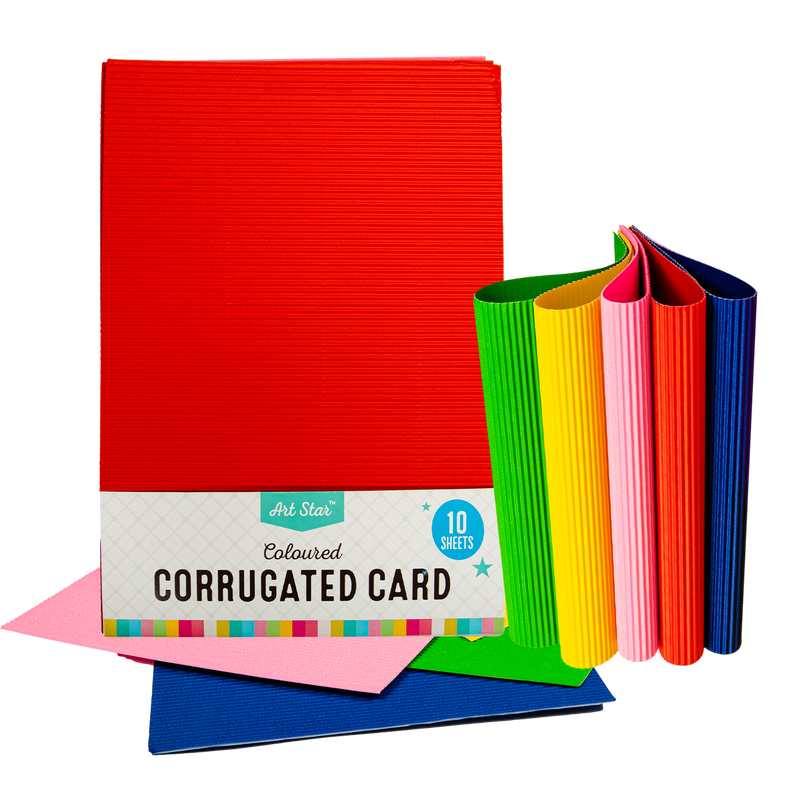 Red Art Star A4 250gsm Corrugated Card Assorted Colours 10 Sheets Kids Paper and Pads