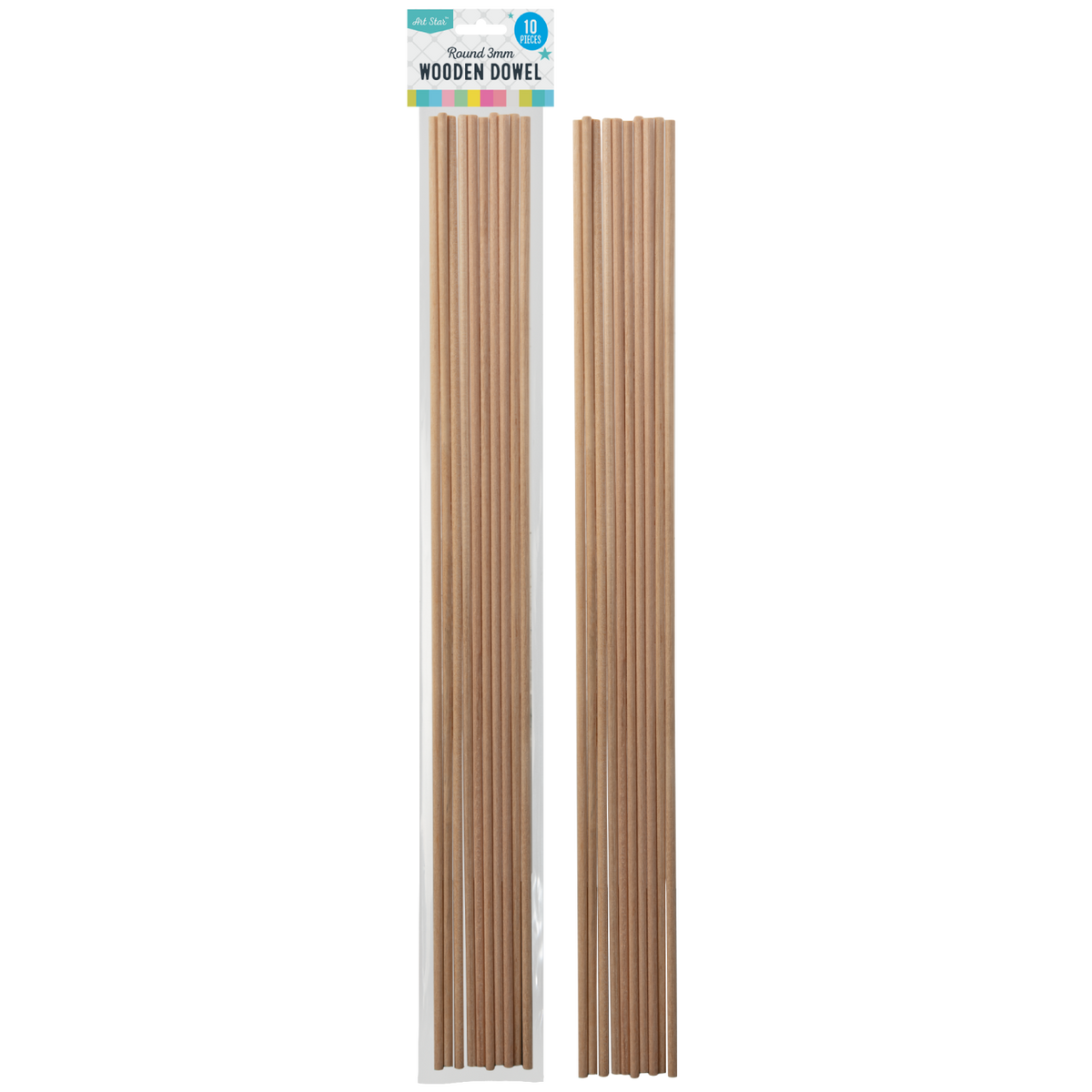 Rosy Brown Art Star Round 3mm Wooden Dowel 30 x 0.3cm 10 Pieces Kids Craft Basics