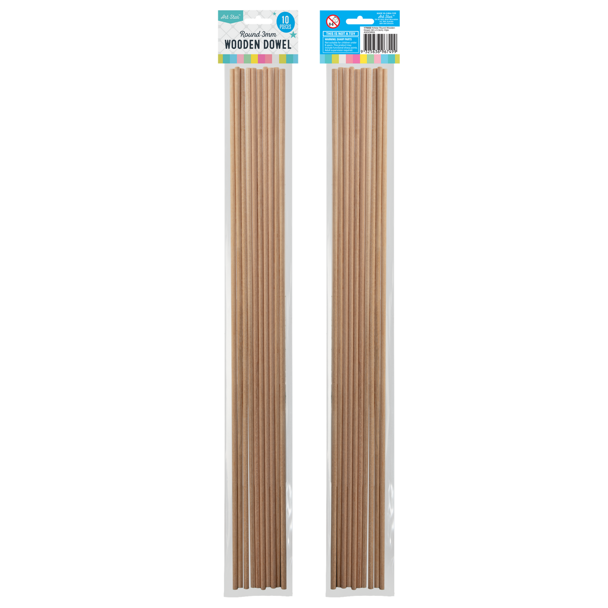 Rosy Brown Art Star Round 3mm Wooden Dowel 30 x 0.3cm 10 Pieces Kids Craft Basics