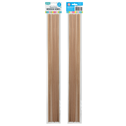 Rosy Brown Art Star Round 3mm Wooden Dowel 30 x 0.3cm 10 Pieces Kids Craft Basics