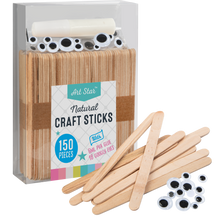 Gray Art Star Natural Wooden Craft Sticks 150 Pieces Kids Craft Basics