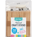 Light Gray Art Star Natural Wooden Craft Sticks 150 Pieces Kids Craft Basics