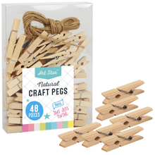 Tan Art Star Natural Craft Pegs 4.8 x 0.7cm 48 Pieces Kids Craft Basics