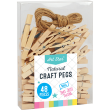 Light Gray Art Star Natural Craft Pegs 4.8 x 0.7cm 48 Pieces Kids Craft Basics