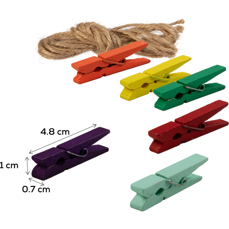 Sienna Art Star Coloured Craft Pegs 4.8 x 0.7cm 48 Pack Kids Craft Basics