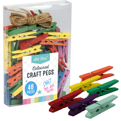 Gray Art Star Coloured Craft Pegs 4.8 x 0.7cm 48 Pack Kids Craft Basics