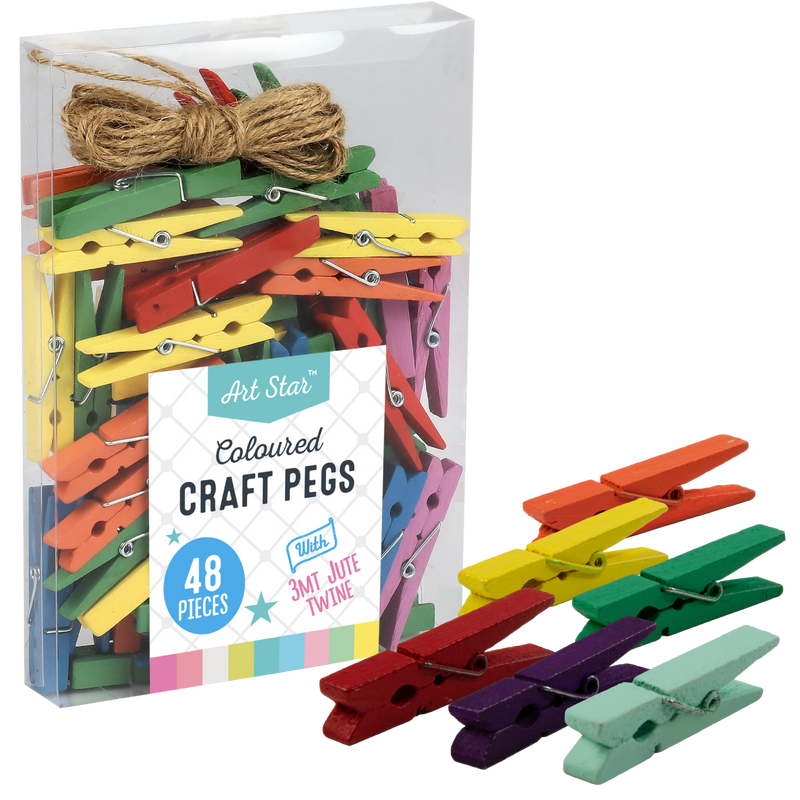Gray Art Star Coloured Craft Pegs 4.8 x 0.7cm 48 Pack Kids Craft Basics