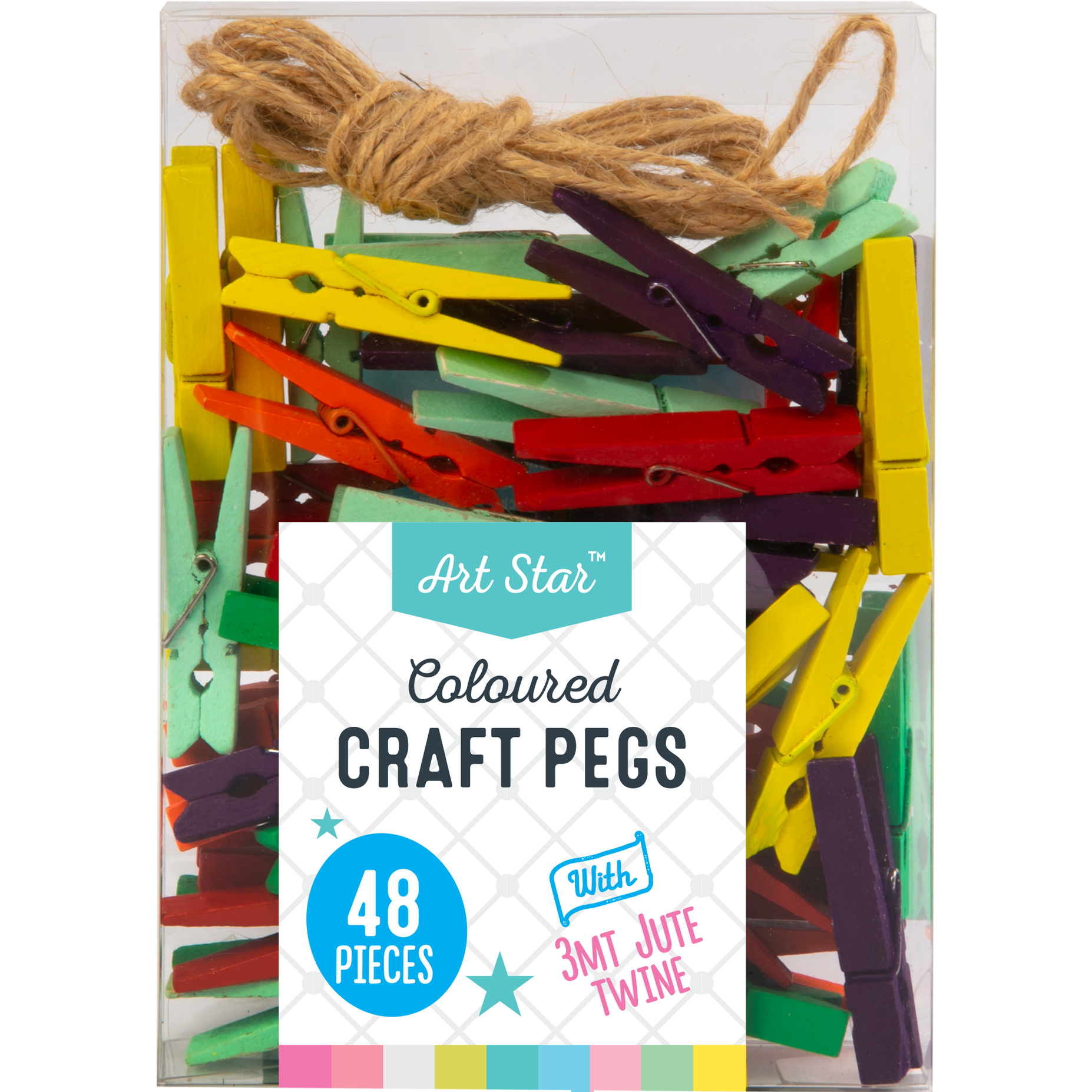 Gray Art Star Coloured Craft Pegs 4.8 x 0.7cm 48 Pack Kids Craft Basics