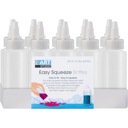Light Gray The Art Studio Easy Squeeze Bottles 10x50ml Painting Accessories