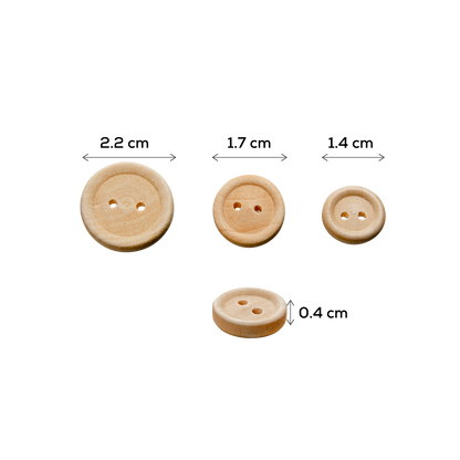 Tan Teacher's Choice Natural Wooden Buttons Assorted Sizes 100 Pieces Kids Craft Basics