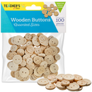 Light Gray Teacher's Choice Natural Wooden Buttons Assorted Sizes 100 Pieces Kids Craft Basics