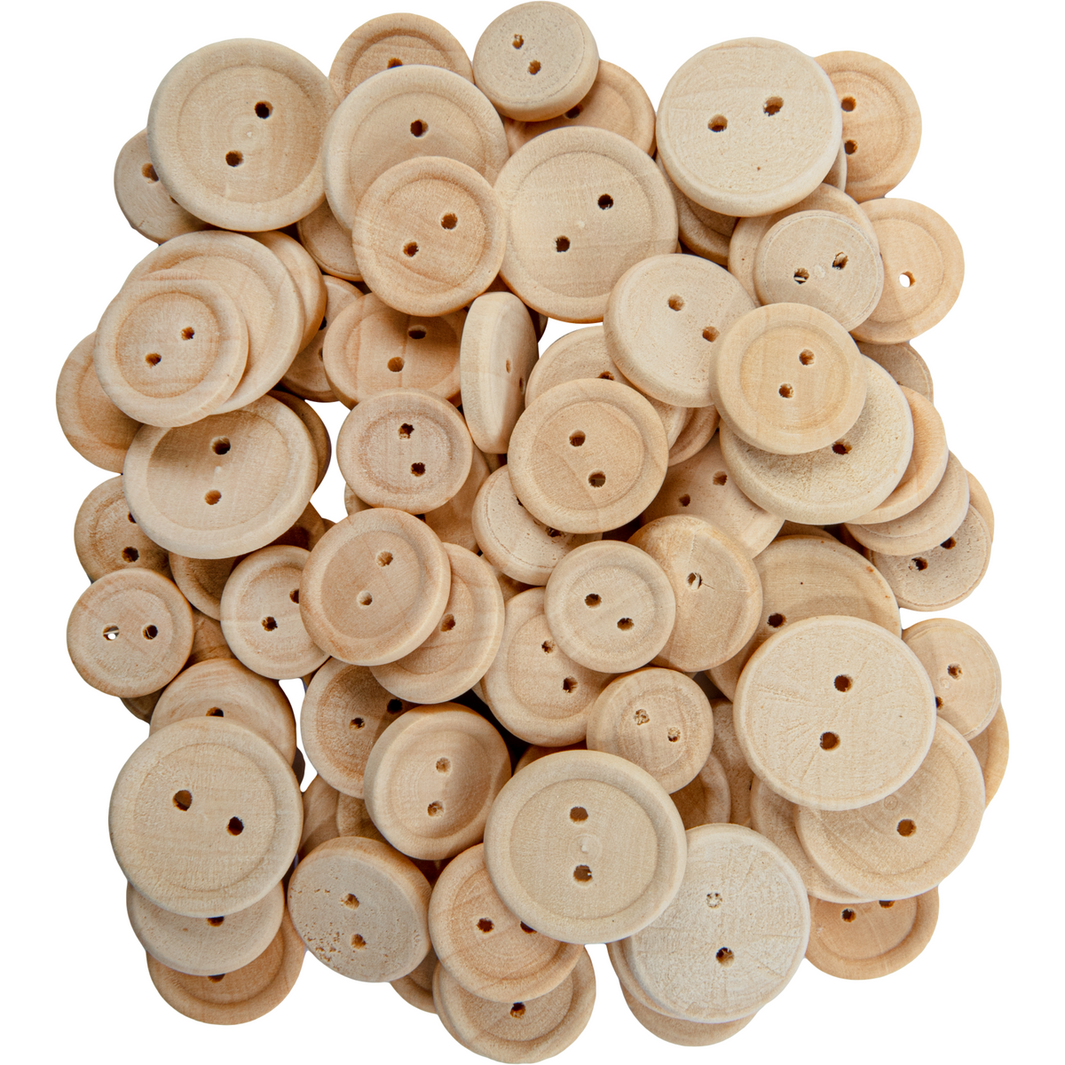 Tan Teacher's Choice Natural Wooden Buttons Assorted Sizes 100 Pieces Kids Craft Basics
