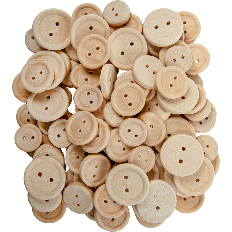 Tan Teacherâ€s Choice Natural Wooden Buttons Assorted Sizes 100 Pieces Kids Craft Basics