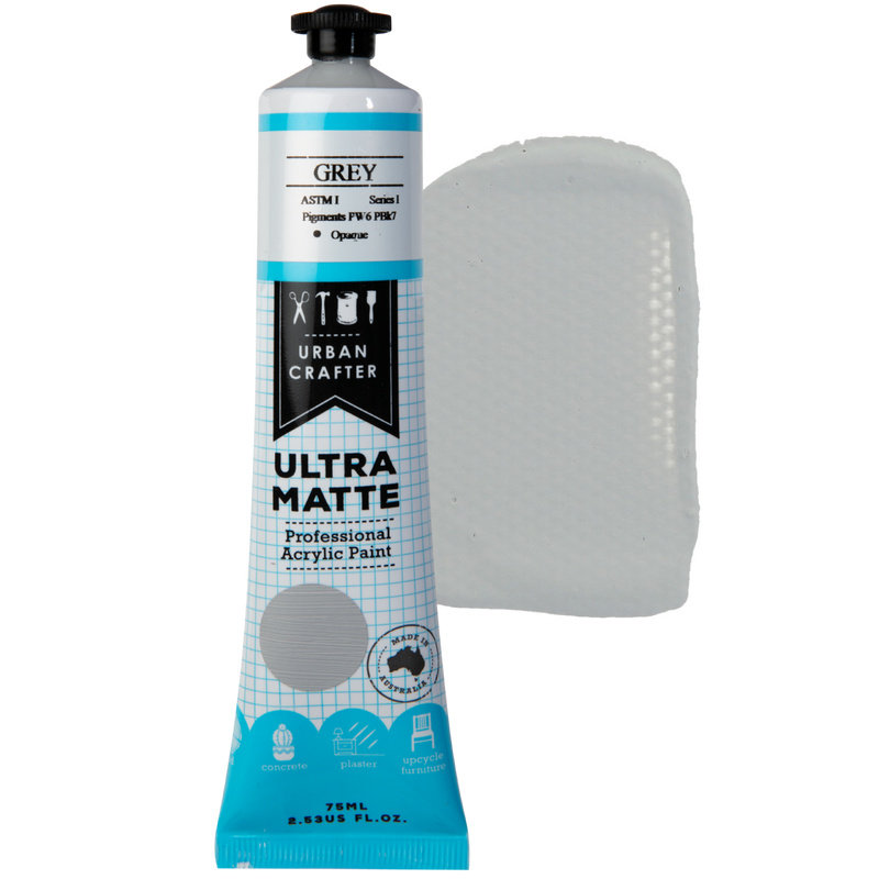Gray Urban Crafter Ultra Matte Acrylic Paint Grey Opaque S1 ASTM1 75ml Acrylic Paints