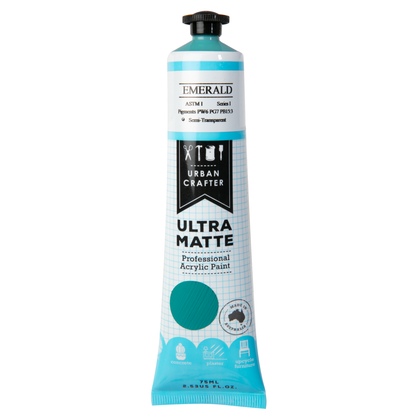 Dark Cyan Urban Crafter Ultra Matte Acrylic Paint Semi-Transparent S1 ASTM1 Emerald 75ml Acrylic Paints