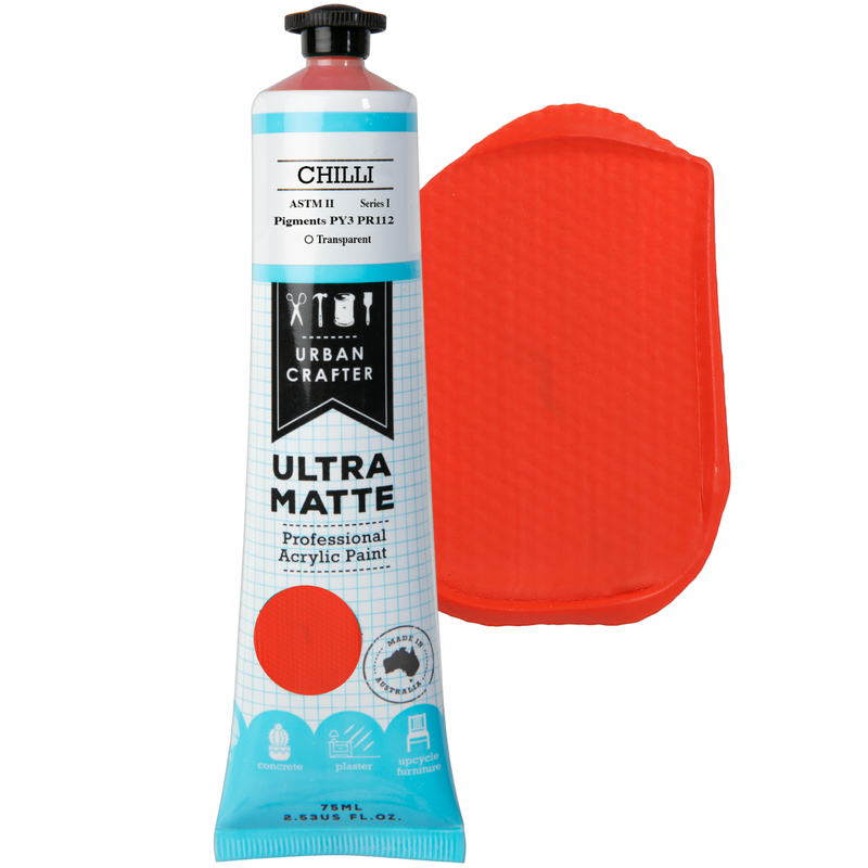 Steel Blue Urban Crafter Ultra Matte Acrylic Paint Transparent S1 ASTM2 Chilli 75ml Acrylic Paints