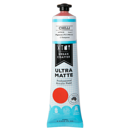 Dark Cyan Urban Crafter Ultra Matte Acrylic Paint Transparent S1 ASTM2 Chilli 75ml Acrylic Paints