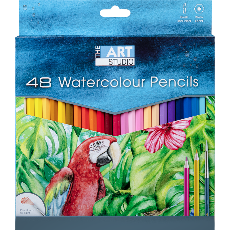 Steel Blue The Art Studio Watercolour Pencils Assorted Colours 48 Pack Pencils